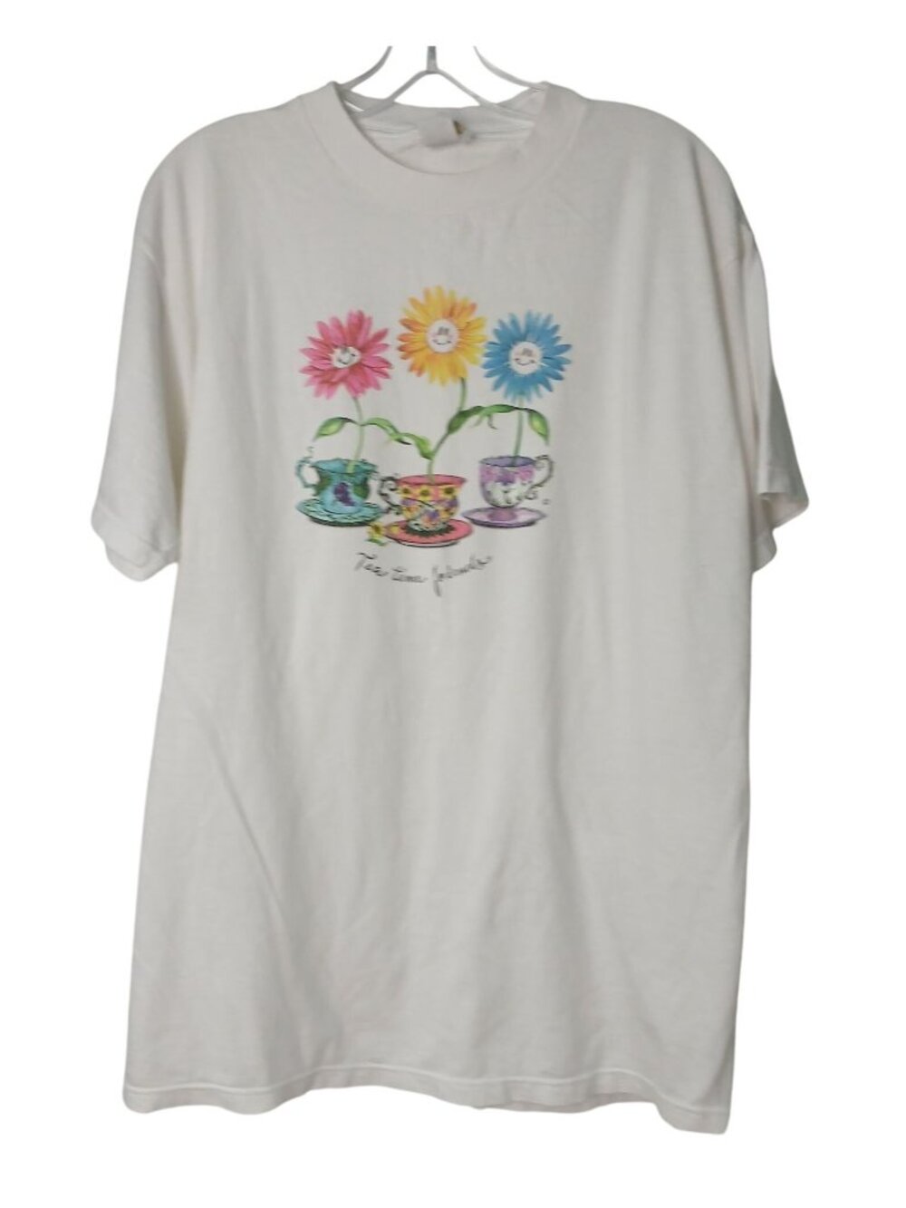 North West Blue Tea Time Friends Graphic T-Shirt XL Vintage Made In USA